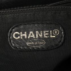 مملوكة مسبقًا حقيبة يد توتس شانيل حلقة تورتويس سي سي جلد سوفت أسود 