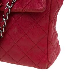 مملوكة مسبقًا Chanel Red Washed Caviar Leather Maxi Jumbo XL Classic Flap Bag