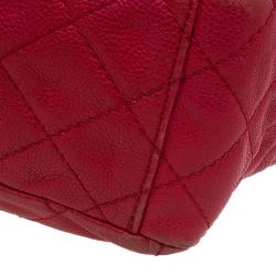 مملوكة مسبقًا Chanel Red Washed Caviar Leather Maxi Jumbo XL Classic Flap Bag