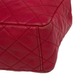 مملوكة مسبقًا Chanel Red Washed Caviar Leather Maxi Jumbo XL Classic Flap Bag