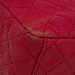 مملوكة مسبقًا Chanel Red Washed Caviar Leather Maxi Jumbo XL Classic Flap Bag