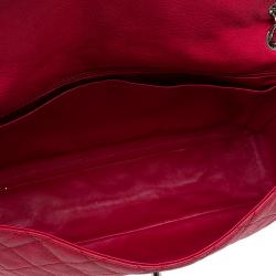 مملوكة مسبقًا Chanel Red Washed Caviar Leather Maxi Jumbo XL Classic Flap Bag