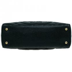 Pre Owned حقيبة شانيل باولر جلد كافيار أسود مبطن صغيرة