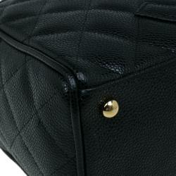 Pre Owned حقيبة شانيل باولر جلد كافيار أسود مبطن صغيرة