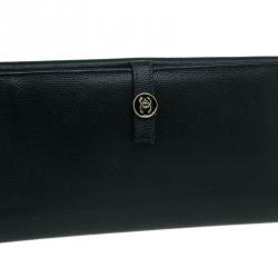 Pre Owned محفظة شانيل كونتينيتال جلد كافيار أسود بزر بالشعار CC