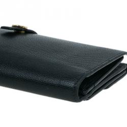 Pre Owned محفظة شانيل كونتينيتال جلد كافيار أسود بزر بالشعار CC