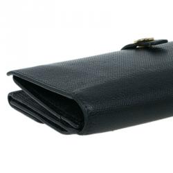 Pre Owned محفظة شانيل كونتينيتال جلد كافيار أسود بزر بالشعار CC