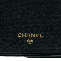 Pre Owned محفظة شانيل كونتينيتال جلد كافيار أسود بزر بالشعار CC