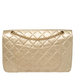 Chanel Pale Gold Calfskin Quilted Leather Reissue 2.55 Classic 227 Flap Bag