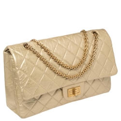 Chanel Pale Gold Calfskin Quilted Leather Reissue 2.55 Classic 227 Flap Bag