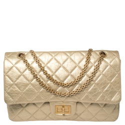 Chanel Pale Gold Calfskin Quilted Leather Reissue 2.55 Classic 227 Flap Bag