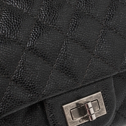 Pre Owned Chanel Black Quilted Caviar Leather Mini Reissue 224 Flap Bag