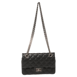 Pre Owned Chanel Black Quilted Caviar Leather Mini Reissue 224 Flap Bag