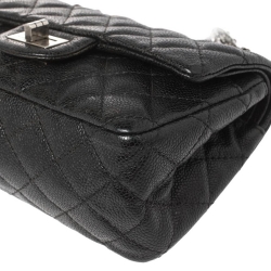 Pre Owned Chanel Black Quilted Caviar Leather Mini Reissue 224 Flap Bag