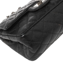Pre Owned Chanel Black Quilted Caviar Leather Mini Reissue 224 Flap Bag