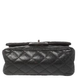 Pre Owned Chanel Black Quilted Caviar Leather Mini Reissue 224 Flap Bag