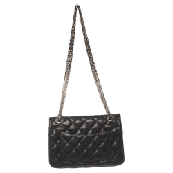 Pre Owned Chanel Black Quilted Caviar Leather Mini Reissue 224 Flap Bag