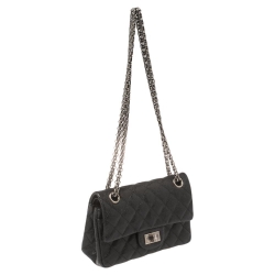 Pre Owned Chanel Black Quilted Caviar Leather Mini Reissue 224 Flap Bag