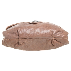 Pre Owned Chanel Brown Quilted Glazed Caviar Leather Elastic CC Maxi Flap Bag