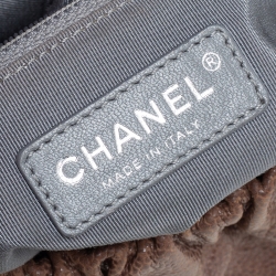 Pre Owned Chanel Brown Quilted Glazed Caviar Leather Elastic CC Maxi Flap Bag