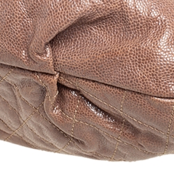 Pre Owned Chanel Brown Quilted Glazed Caviar Leather Elastic CC Maxi Flap Bag