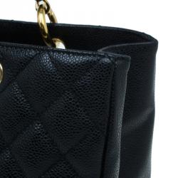 مملوكة مسبقًا Chanel Black Quilted Caviar Leather Grand GST Shopper Tote Bag
