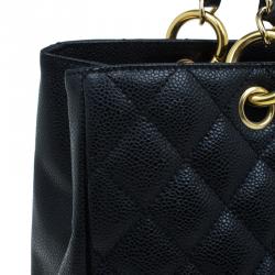 مملوكة مسبقًا Chanel Black Quilted Caviar Leather Grand GST Shopper Tote Bag