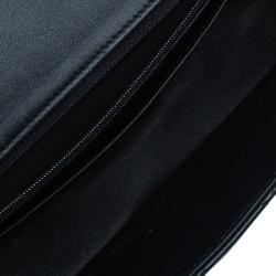Pre Owned Chanel Black Quilted Chain Embellished Leather Full Flap Bag