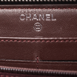 Pre Owned Chanel Black Quilted Leather CC Zip Around Wallet