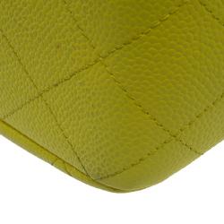 Pre Owned Chanel Yellow Quilted Caviar Leather Jumbo Classic Single Flap Bag