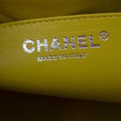 Pre Owned Chanel Yellow Quilted Caviar Leather Jumbo Classic Single Flap Bag
