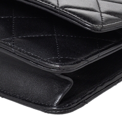 Pre Owned Chanel Black Quilted Leather Classic WOC