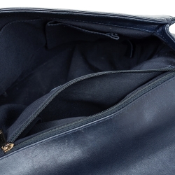 مملوكة مسبقًا Chanel Navy Blue Quilted Glazed Leather Large Boy Flap Bag