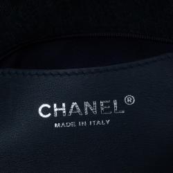Pre Owned Chanel Blue Denim Camellia Embroidered Just Mademoiselle Bowling Bag
