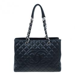 Pre Owned Chanel Black Caviar Grand Shopping Tote