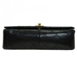 Pre Owned Chanel Black Quilted Lambskin Leather Vintage Full Flap Bag