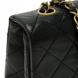 Pre Owned Chanel Black Quilted Lambskin Leather Vintage Full Flap Bag