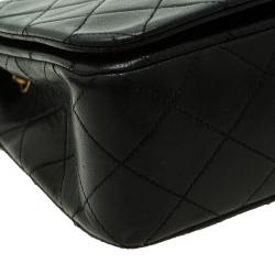 Pre Owned Chanel Black Quilted Lambskin Leather Vintage Full Flap Bag