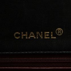 Pre Owned Chanel Black Quilted Lambskin Leather Vintage Full Flap Bag