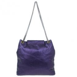 Pre Owned Chanel Purple Drilled Perforated Leather Shoulder Bag