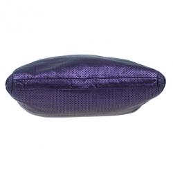Pre Owned Chanel Purple Drilled Perforated Leather Shoulder Bag