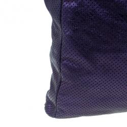 Pre Owned Chanel Purple Drilled Perforated Leather Shoulder Bag