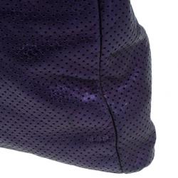 Pre Owned Chanel Purple Drilled Perforated Leather Shoulder Bag