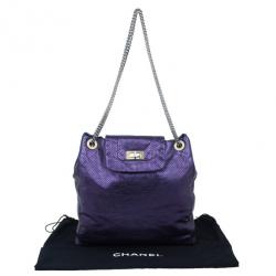 Pre Owned Chanel Purple Drilled Perforated Leather Shoulder Bag