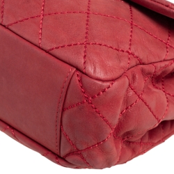 Pre Owned Chanel Red Quilted Iridescent Leather CC Flap Crossbody Bag