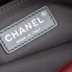 Pre Owned Chanel Red Quilted Iridescent Leather CC Flap Crossbody Bag