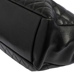 Pre Owned حقيبة يد توتس شانيل غراند شوبينغ جلد كافيار مبطن أسود