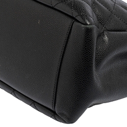 Pre Owned حقيبة يد توتس شانيل غراند شوبينغ جلد كافيار مبطن أسود