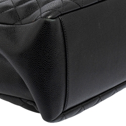 Pre Owned حقيبة يد توتس شانيل غراند شوبينغ جلد كافيار مبطن أسود