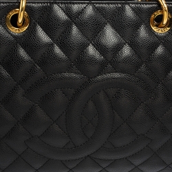 Pre Owned حقيبة يد توتس شانيل غراند شوبينغ جلد كافيار مبطن أسود